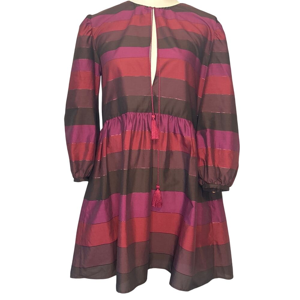 Rachel Zoe Dress Jewel Multicolor‎ Stripe Size 4 Gold Thread Accent Rare NWT
